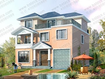 带露台及车库二层半农村自建房屋设计图_别墅设计图纸,农村房屋设计图