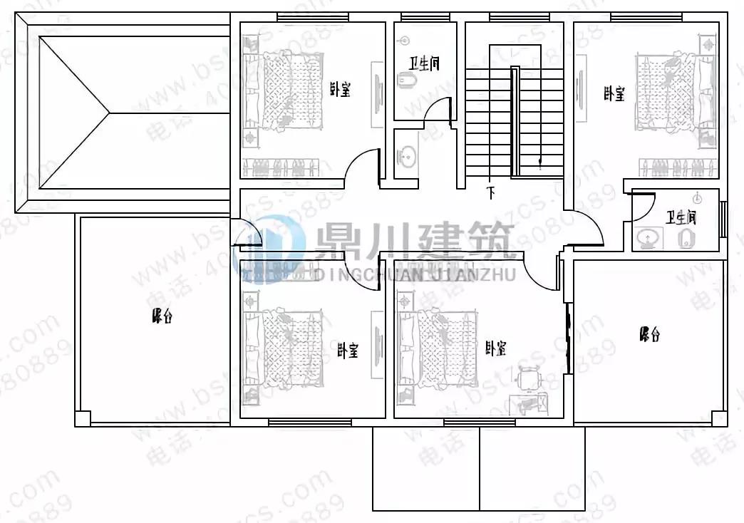 二层带车库露台农村自建房户型图