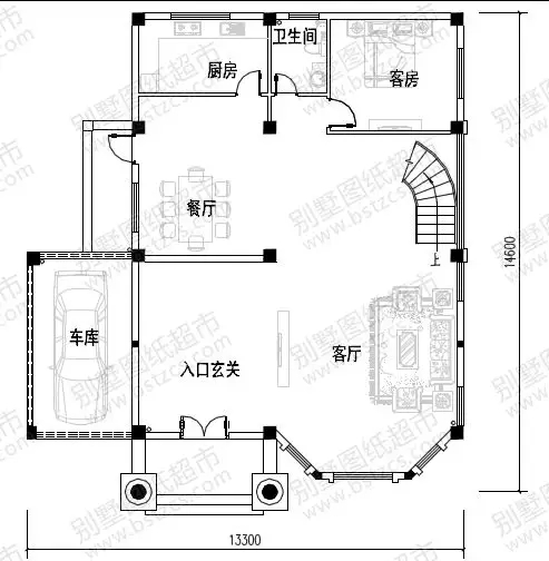 挑空客厅+旋转楼梯，13×14三层优雅大气欧式别墅