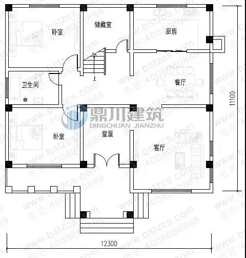 二层带露台农村别墅户型图