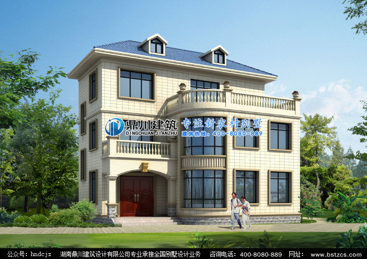 l0269三层带露台欧式别墅设计外观效果图,农村欧式自建别墅图纸