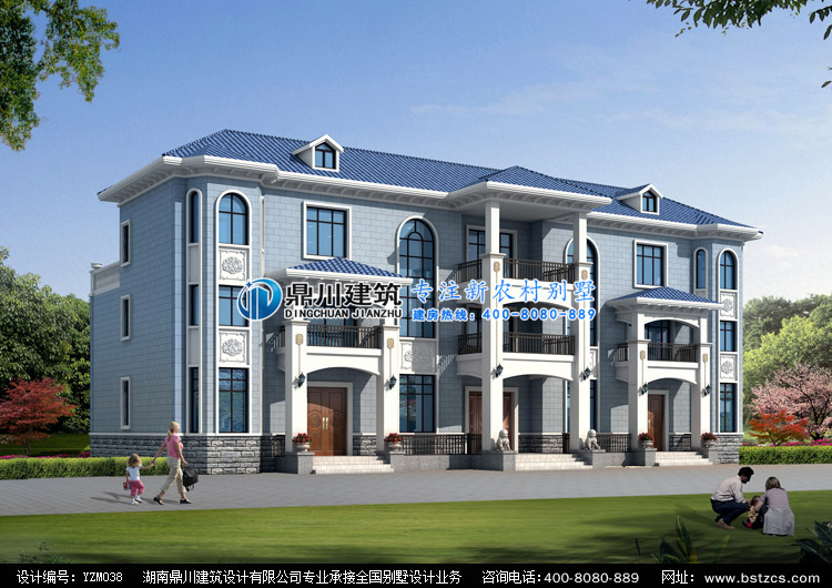 yzm038三层三户联排别墅设计图外观效果图鼎川建筑联排别墅私人定制