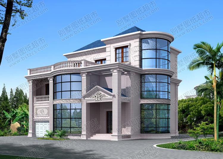 二层半带露台豪华欧式别墅效果图