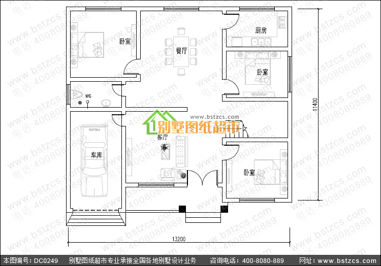 一层带阁楼及车库小别墅设计图纸_别墅图纸超市,农村小平房设计图纸